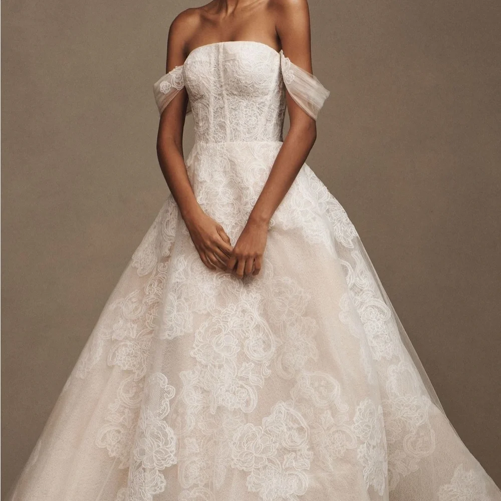STUNNING Watters Strapless A Line Lace Wedding dress. Size 8 - Picture 1 of 13